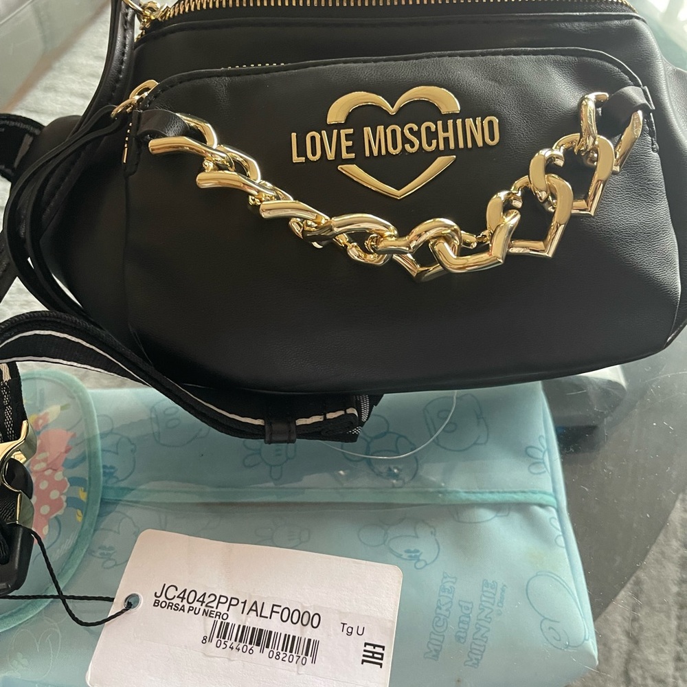 Love Moschino borsa pu nero Black and Gold Chain Bag - Picture 2 of 7